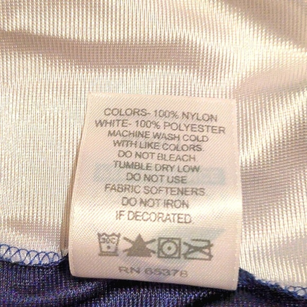 White and Blue Nylon Polyester Garment